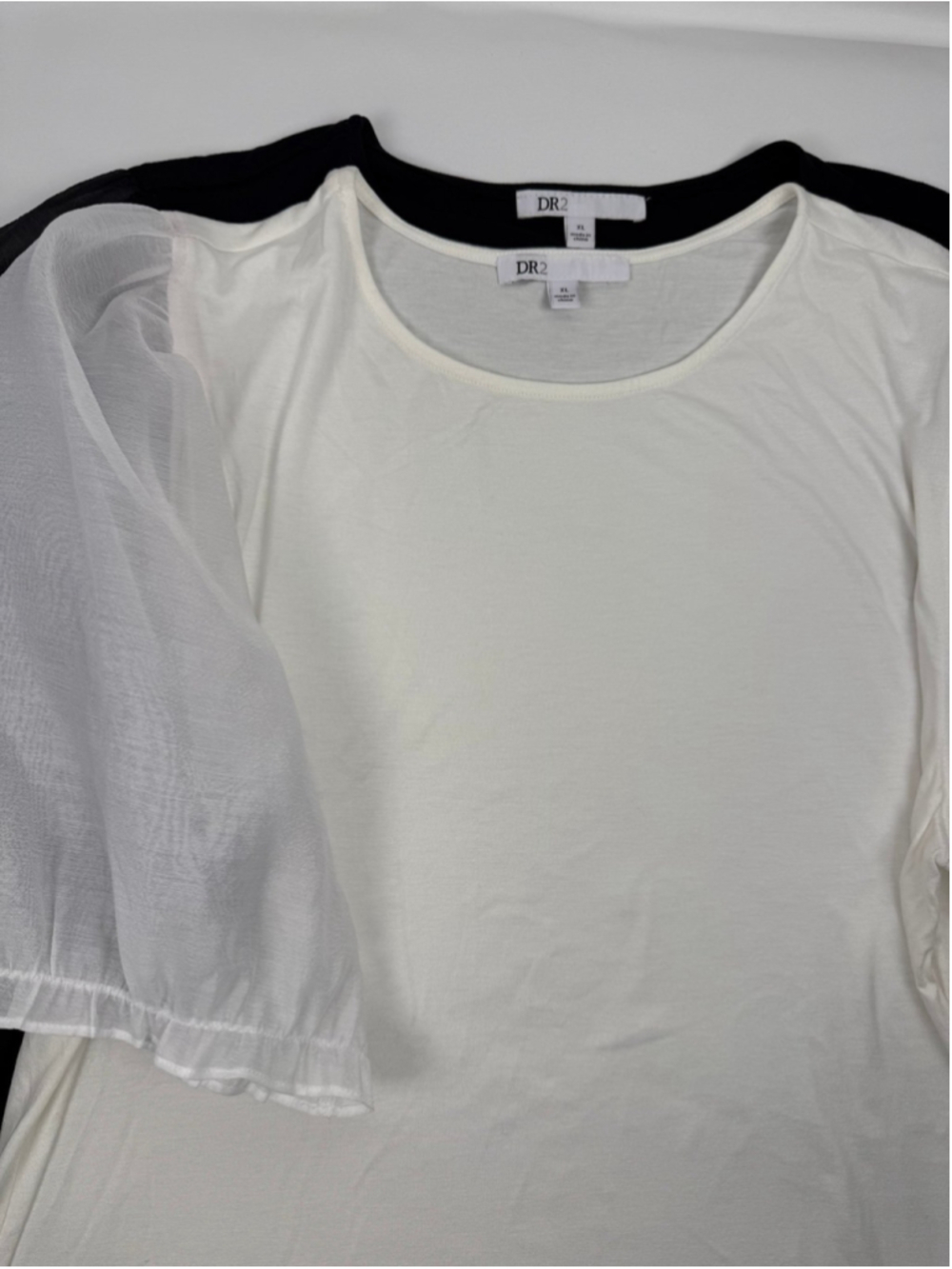 Puff Sleeve 2-pack: DR2 multimedia puff sleeve blouses (1 black 1 white)